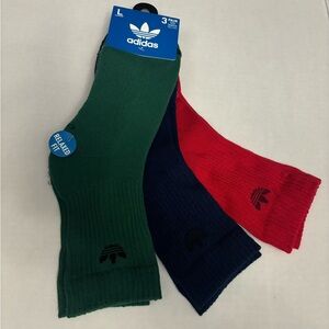 New! 3 Pairs adidas Originals High Quarter Socks Men’s Size L 8-12